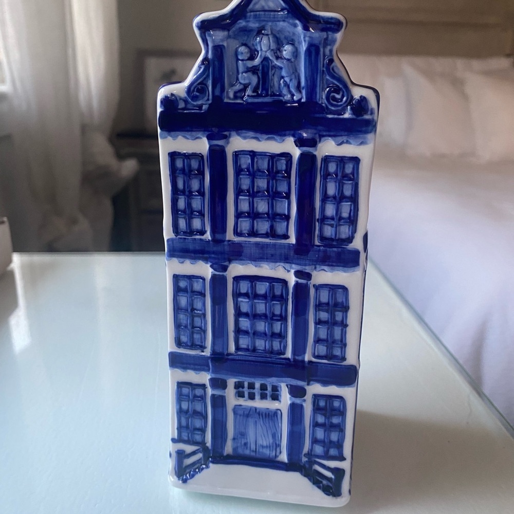 Delft Blue and White Ceramic House Figurine